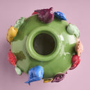 Werner Voß | Vaso con Pappagalli Verde in Poliresina 23x23x26 cm