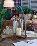 Lanterna in Acciaio cromato manico cuoio Orchidea Milano