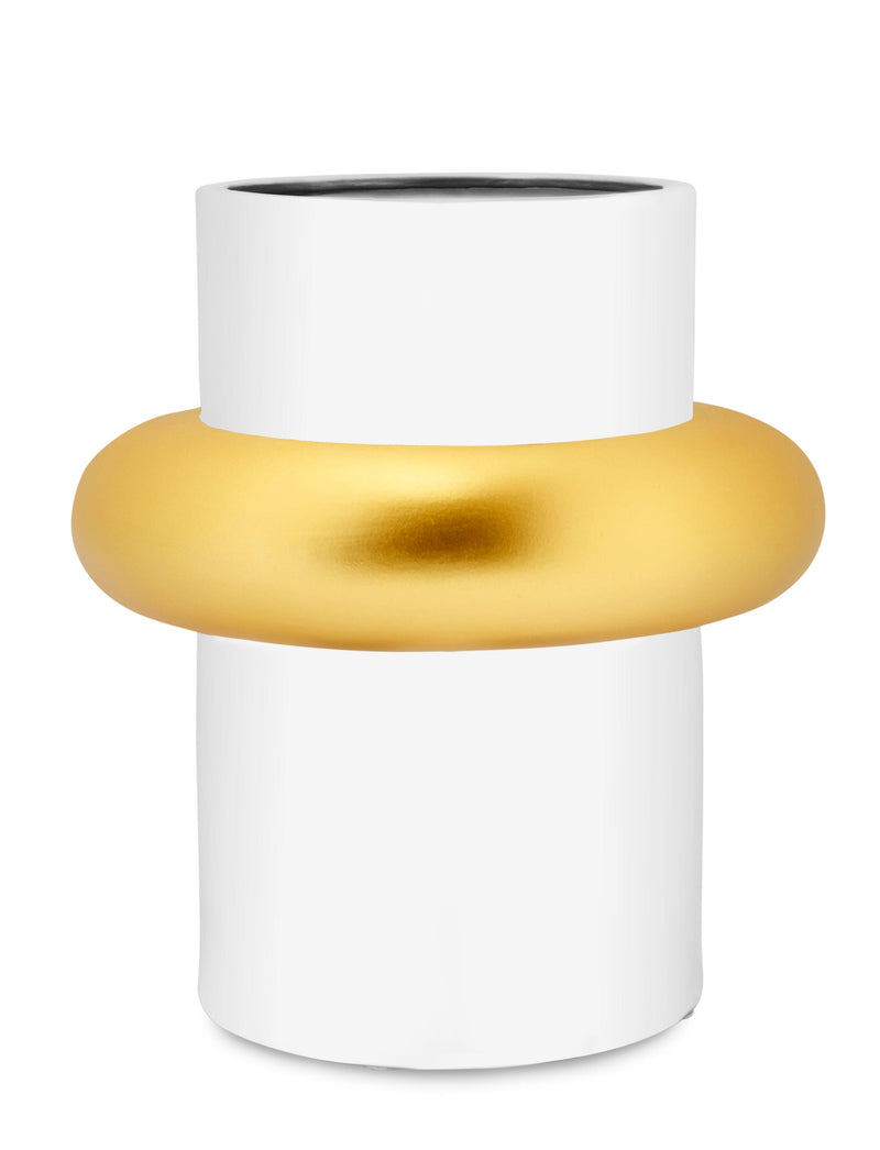 Vaso Cilindrico Gabrielle Oro e Bianco Fade Maison
