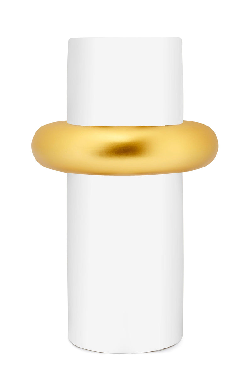 Vaso Cilindrico Gabrielle Oro e Bianco Fade Maison