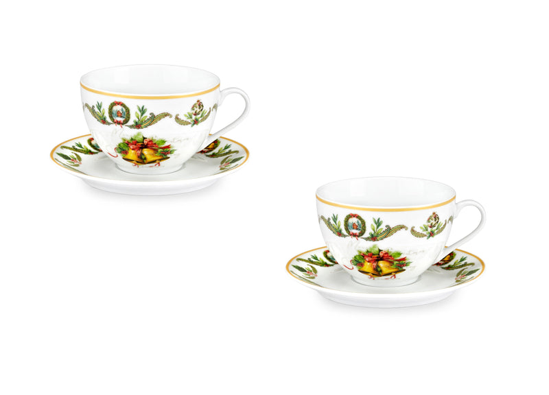 Fade Maison Set 2 Tazze Colazione con Piattino Bells in Porcellana Natale 2024