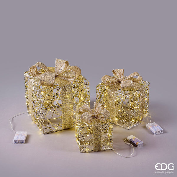 EDG Enzo De Gasperi | Decoro pacco regalo in metallo con microled Natale 2025