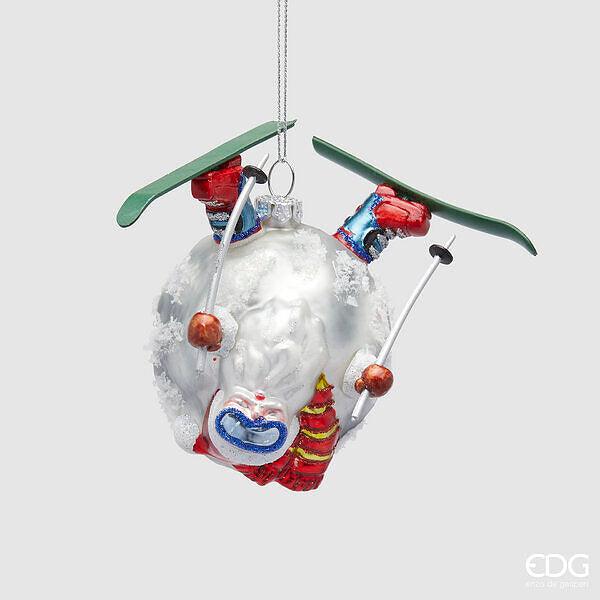 Enzo De Gasperi Decoro Babbo Natale con Sci in Vetro Natale 2024