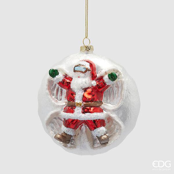 Enzo De Gasperi Decoro Babbo Natale sulla Neve in Vetro Natale 2024
