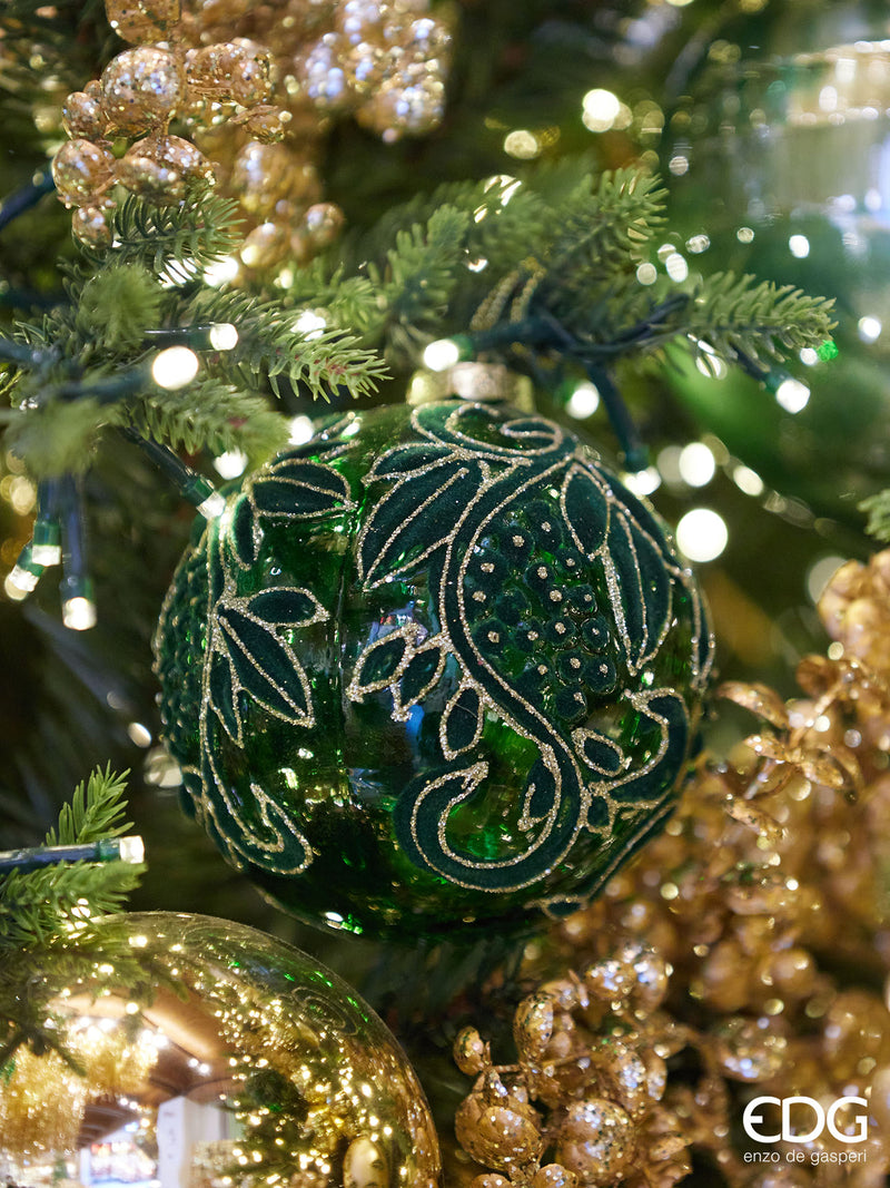 EDG Enzo De Gasperi | Palla in vetro con decorazione di fiori Natale 2025