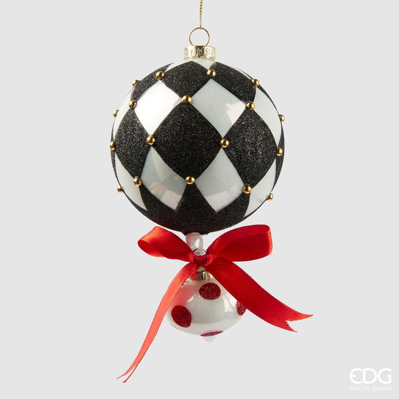 EDG Enzo De Gasperi | Palla decorativa a scacchi in vetro Natale 2025