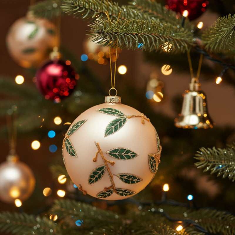 Enzo De Gasperi | Palla Foglie in Vetro da appendere Natale 2025
