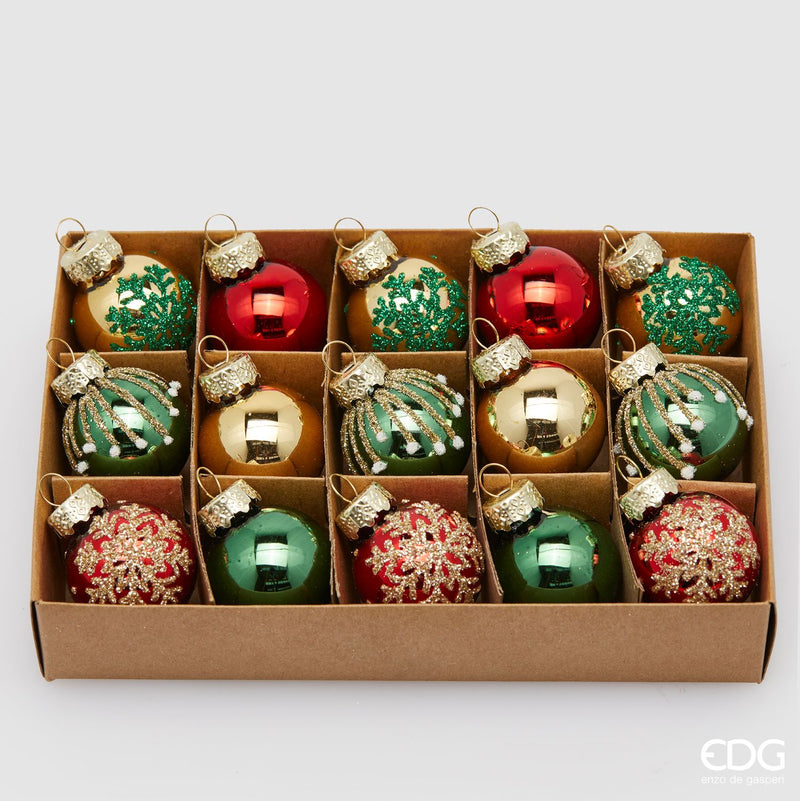 EDG Enzo De Gasperi | Set 15 pz palle decorative in vetro Natale 2025