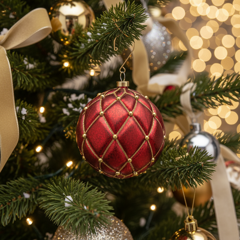 EDG Enzo De Gasperi | Palla capitonnè decorativa in vetro Natale 2025