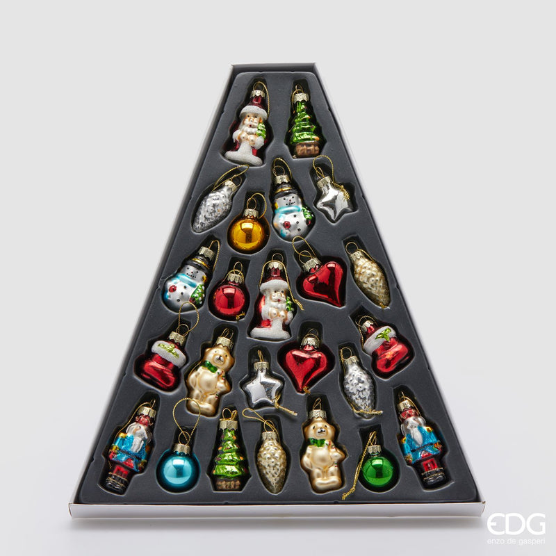 EDG Enzo De Gasperi | Set 24 pz decorazioni "pino dell'avvento" in vetro Natale 2025