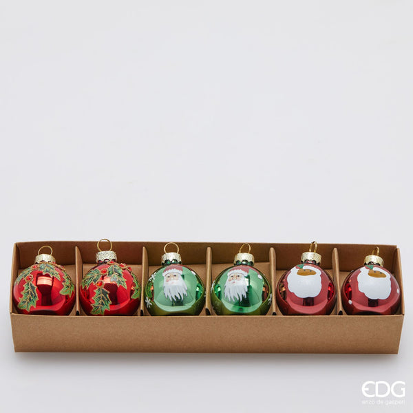 EDG Enzo De Gasperi | Set 6 pz palle Babbo Natale in vetro Natale 2025