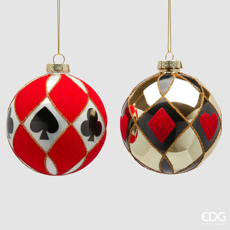 EDG Enzo De Gasperi | Palla decorativa stile carte da poker in vetro Natale 2025