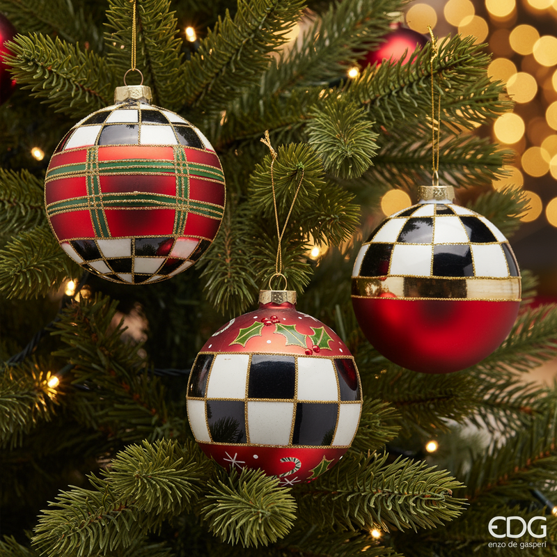 EDG Enzo De Gasperi | Palla decorativa stile scacchi Natale 2025