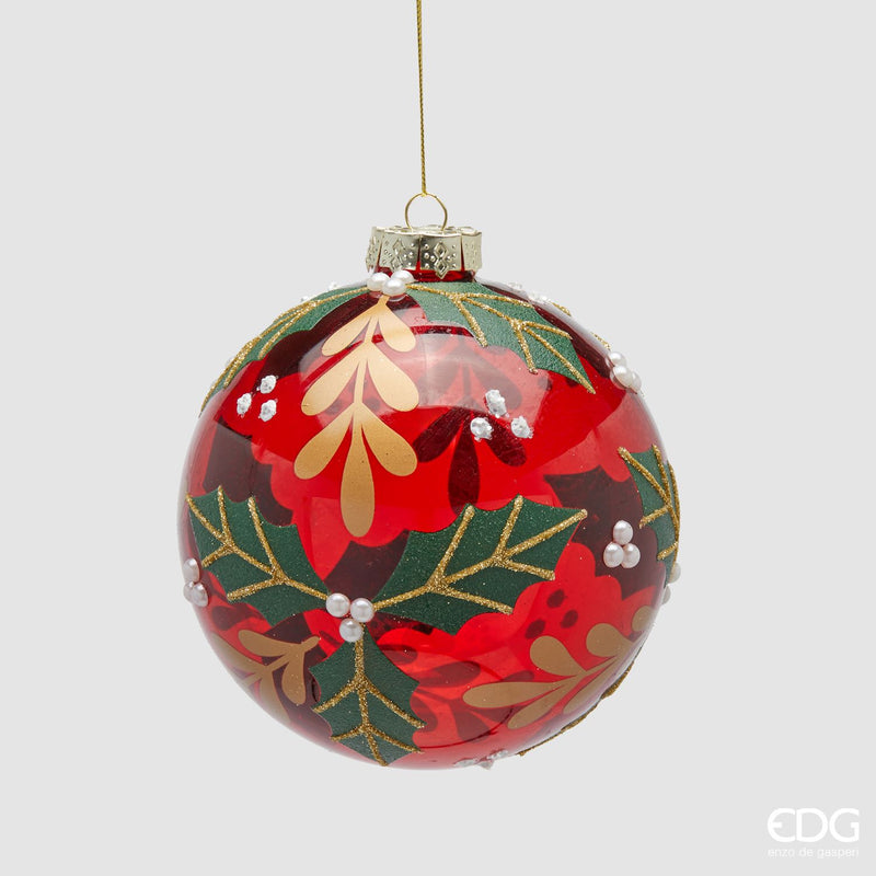 EDG Enzo De Gasperi | Palla decorativa in vetro con motivi di vischio Natale 2025