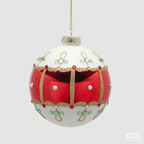 EDG Enzo De Gasperi | Palla decorativa in vetro con fascia orizzontale Natale 2025