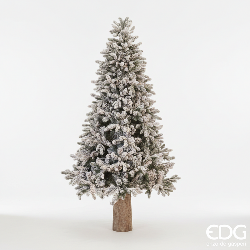 🎄 Pacchetto Natale EDG – Albero Pino Merano innevato 180 cm + Base Tronco 45 + Luci + Profumatore Omaggio