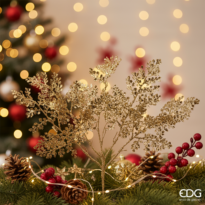 EDG Enzo De Gasperi | Ramo di felce metallizzata con glitter Natale 2025