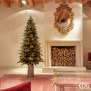 Kit Decorazione Natale | Albero Pino Luxury New Slim H 180 cm con 2000 LED, Borsone e Palline