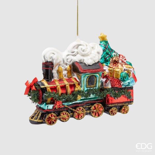 Enzo De Gasperi Decoro Trenino in Vetro Natale 2024
