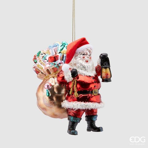 Enzo De Gasperi Decoro Babbo Natale con Lanterna in Vetro Natale 2024