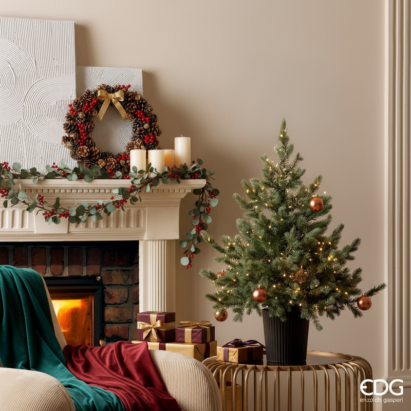 EDG Enzo De Gasperi | Albero di Natale Pino argentato con vaso H 90 cm