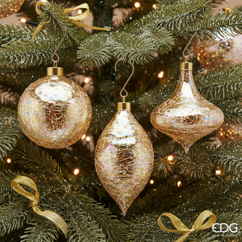 EDG Enzo De Gasperi | Palla/trottola/fuso decorativi microfoglie Natale 2025