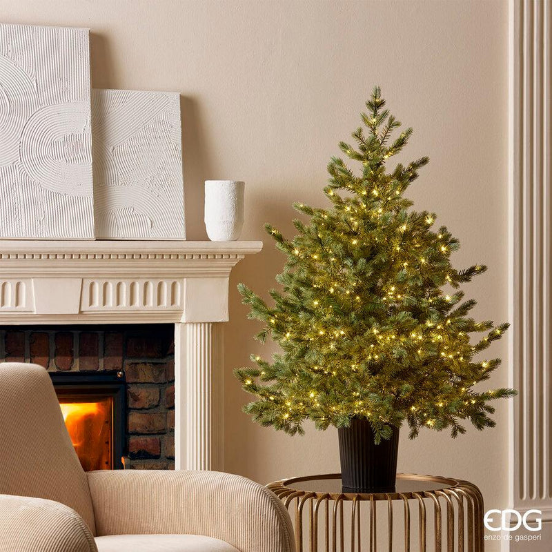 Enzo De Gasperi Albero di Natale Pino Argentato H 120 cm 480 LED con Vaso
