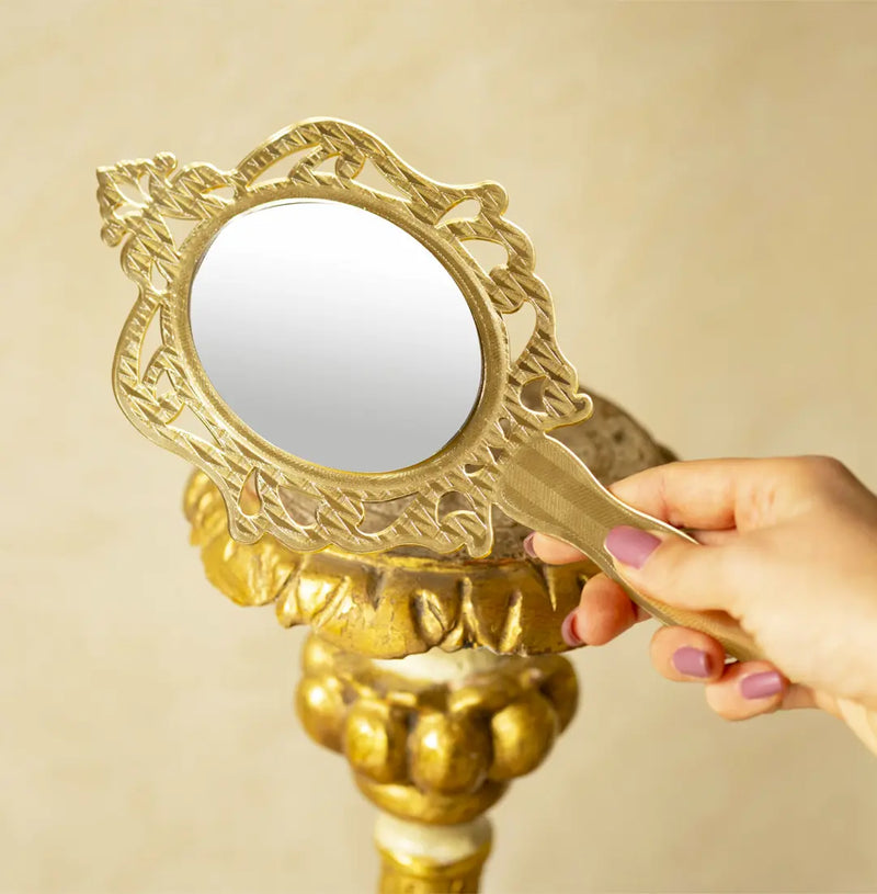 Funerom Specchio Decorativo Vintage, 28 X 24,1 Cm, Specchio Da Trucco Da Tavolo E Da Parete, Quadrato, Oro Antico Funerom Specchio Decorativo Vintage, 28 X 24,1 Cm, Specchio Da Trucco Da Tavolo E Da Parete, Quadrato, Oro Antico