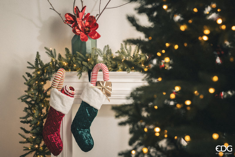Enzo De Gasperi Calza Intreccio in Tessuto Natale 2024