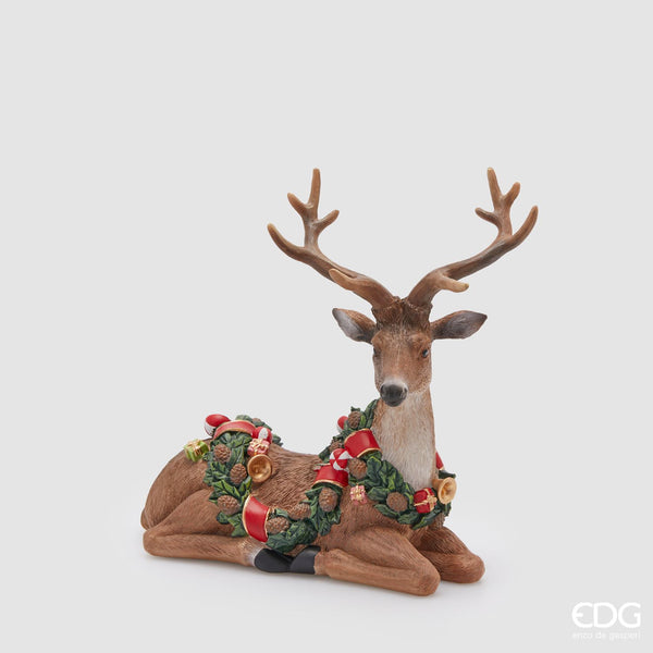 EDG Enzo De Gasperi | Renna decorativa seduta con festone Natale 2025