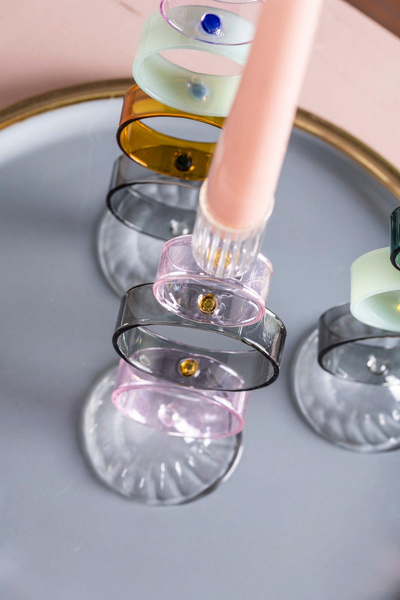 Galbiati Milano Portacandela Rings con anelli in vetro borosilicato colorati