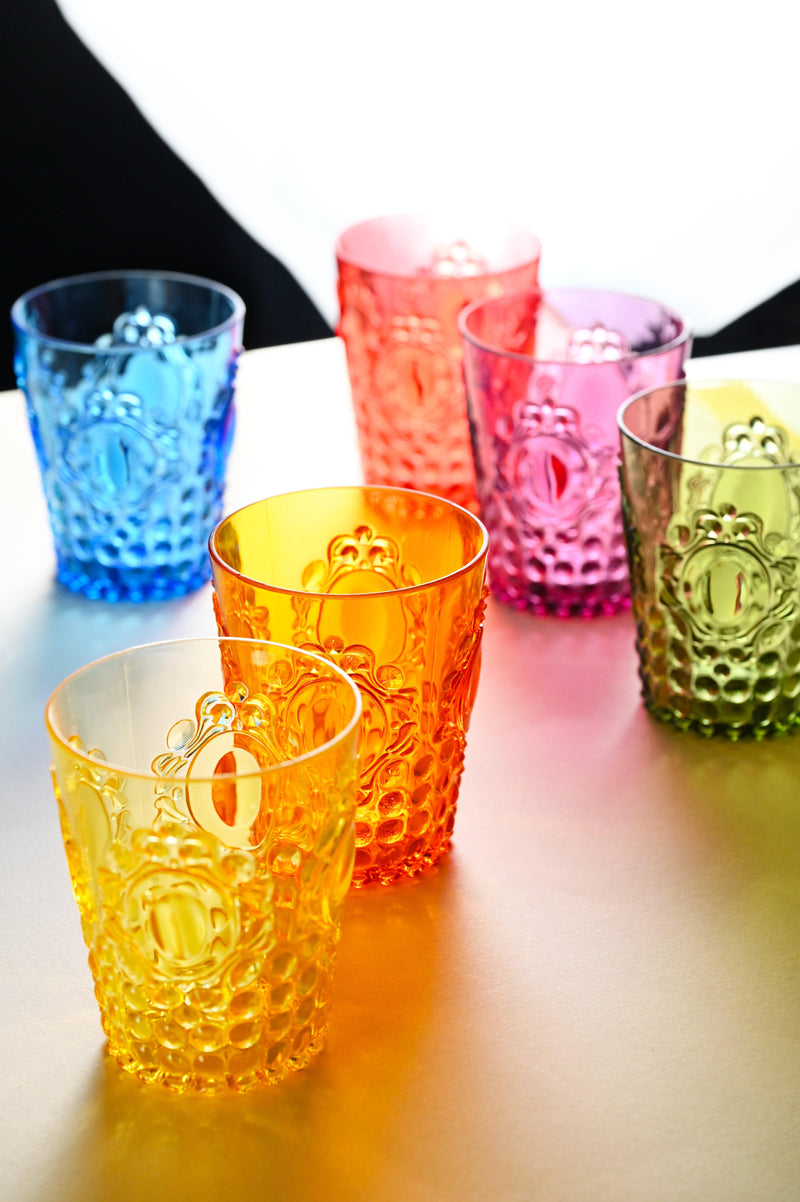 Baci Milano Set 6 pz. Bicchieri acqua trasparente colorati assortiti Baroque & Rock