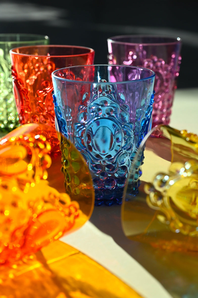 Baci Milano Set 6 pz. Bicchieri acqua trasparente colorati assortiti Baroque & Rock