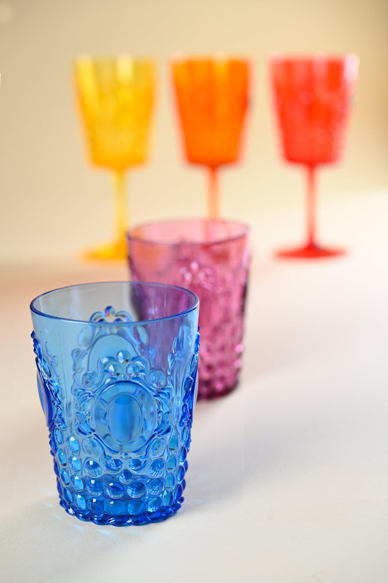 Set 6 pz. Bicchieri acqua trasparente colorati assortiti Baroque & Rock Baci Milano