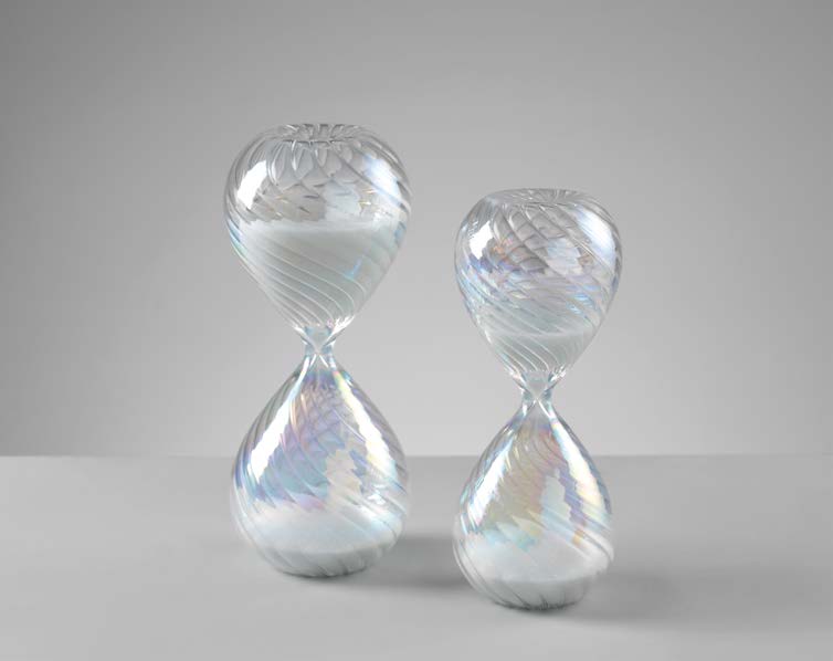 Mascagni | Clessidra con vetro perlato in vetro H 17 cm. e H 20 cm.