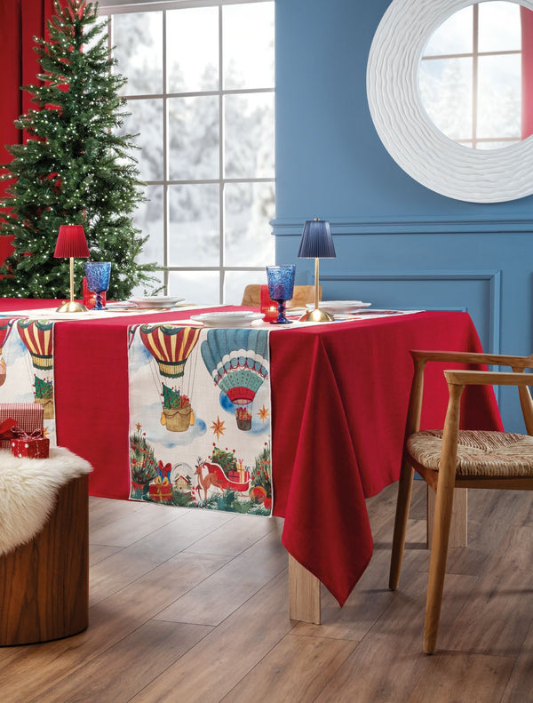 L'Oca Nera | Runner Natalizio Tavola delle Feste - Natale 2025 - Mongolfiere