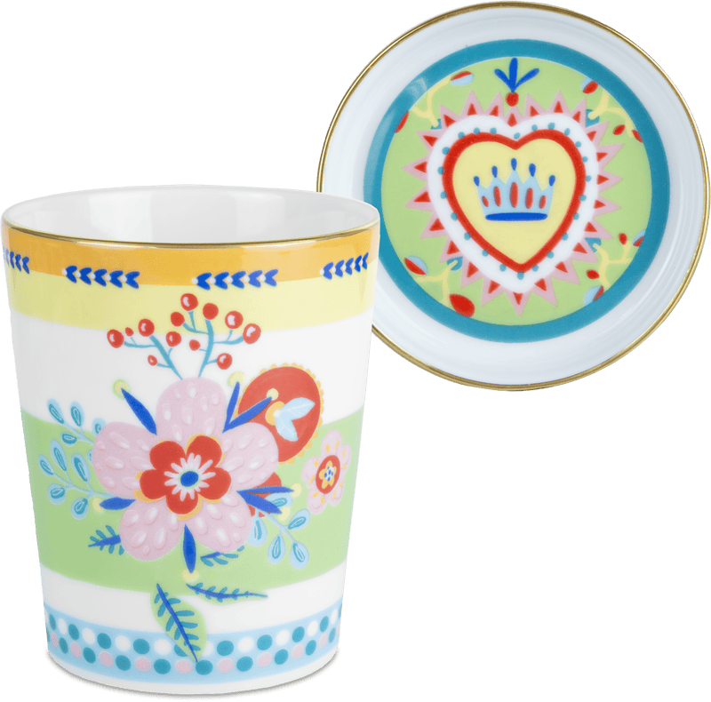 Bicchiere con Piattino/Coperchio Mamma Mia Baci Milano