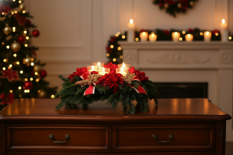 Fiori di Lena | Candeliere tondo 4 fiamme con decorazione Natale 2025