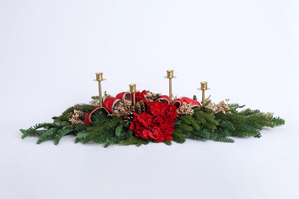 Fiori di Lena | Candeliere 4 fiamme con decorazione Natale 2025