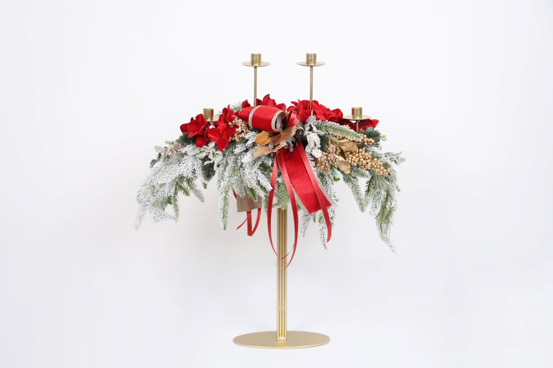 Fiori di Lena | Candeliere 3 fiamme alto con decoro Natale 2025