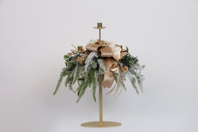 Fiori di Lena | Candeliere 3 fiamme alto con decoro Natale 2025