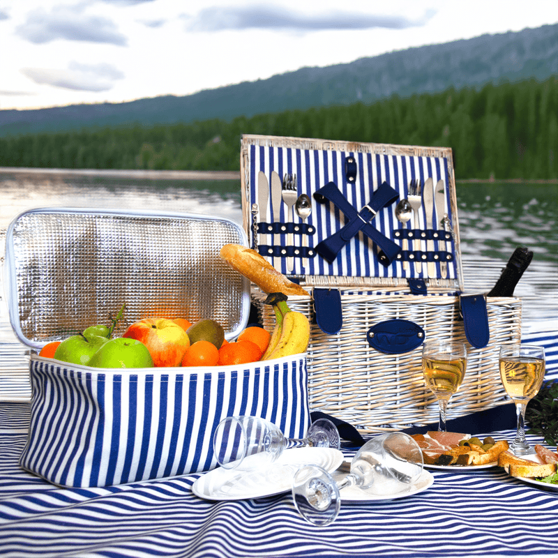 Cestino da picnic in vimini bianco per 4 persone WD Lifestyle