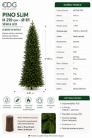 EDG Enzo De Gasperi | Albero di Natale Pino Slim H 210 cm - Ø 81 senza Led