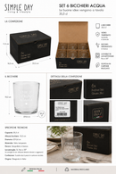 Simple Day | Set 6 Bicchieri Acqua “Le buone idee vengono a tavola” 35,5 cl