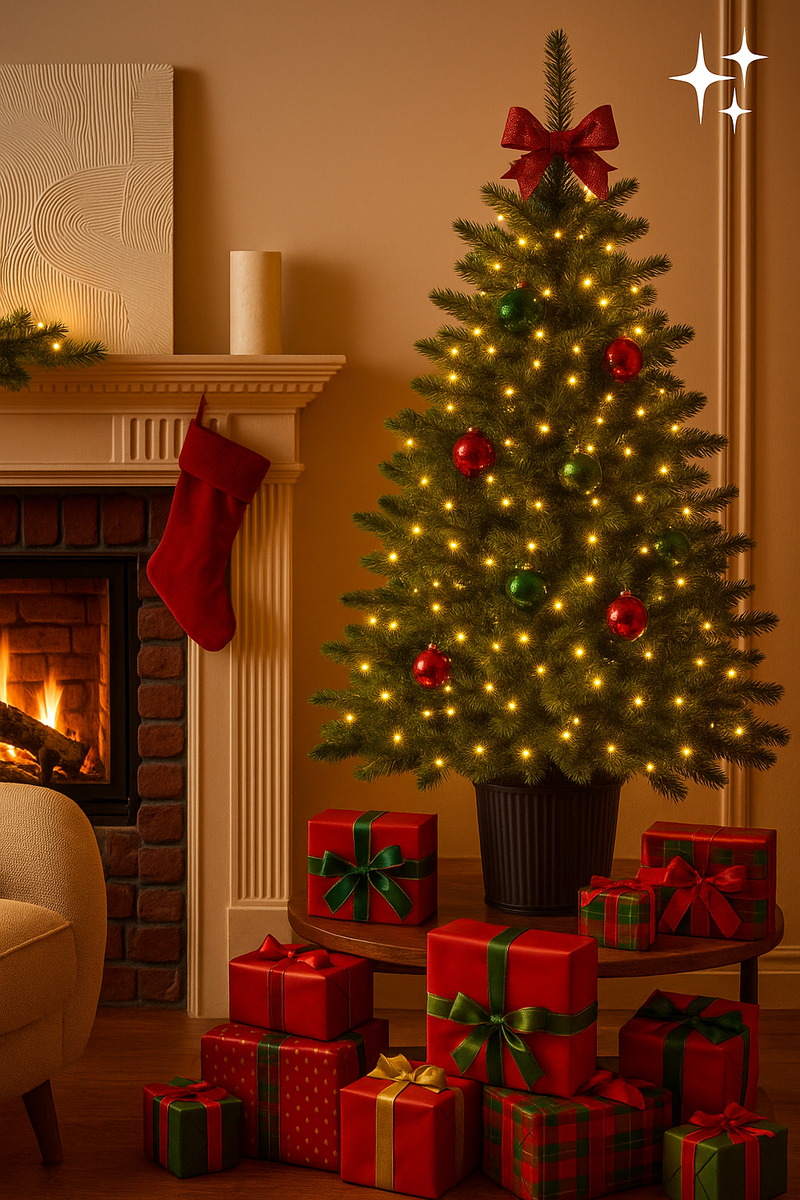 EDG Enzo De Gasperi | Albero di Natale Pino argentato con vaso H 120 cm con LED