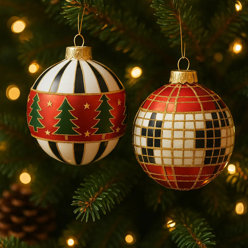 EDG Enzo De Gasperi | Palla decorativa stile scacchi in vetro Natale 2025