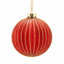 EDG Enzo De Gasperi | Decorazione Natalizia in Vetro Rosso con Righe Oro – 3 Forme