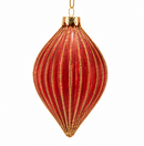 EDG Enzo De Gasperi | Decorazione Natalizia in Vetro Rosso con Righe Oro – 3 Forme