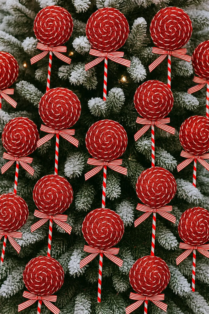 Timstor Lollipop 🍭 Decoro con Fiocco Tessuto  🎄 Natale 2025
