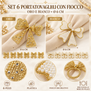 EDG Enzo De Gasperi | Set 6 Portatovaglioli con Fiocco Oro e Bianco Ø 6 cm